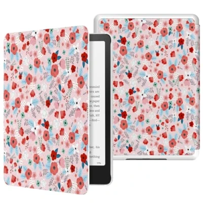 Afbeelding van MoKo Case for All new 7&quot;Kindle Paperwhite 12th Generation 2024&amp;Kindle Colorsoft Signature Edition 2024,Lightweight PU Protective Shell Cover with Auto Wake/Sleep Kindle 2024,Spring Pink