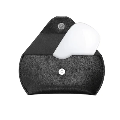 Afbeelding van kwmobile muis hoes geschikt voor Apple Magic Mouse 1 / 2 Logitech Pebble Wireless hoesje 11,5 x 6,5 cm Kunstleren case Draadloze beschermhoes in zwart