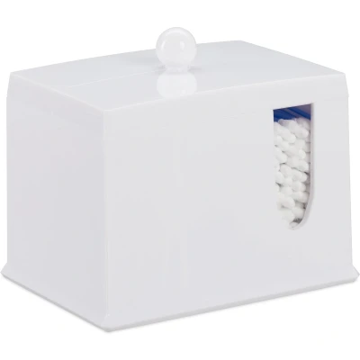 Afbeelding van Relaxdays wattenstaafjeshouder wattenstaafjes dispenser houder acryl oorstaafjes wit, L