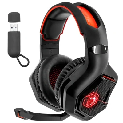 Afbeelding van EMPIRE GAMING WarCry P W1 Draadloze Gamer Hoofdtelefoon met Microfoon 2.4 GHz Wireless Stereo Surround Sound Geluidsfiltering Rode LED 3.5mm Jack PC/PS4/PS5/Xbox/Mac