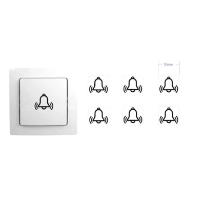 Afbeelding van Klokkenstickerset met 6 stuks stickers bel deurbel alarm (RP1/2) (10mm)