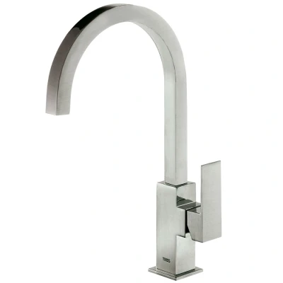 Afbeelding van Wastafelmengkraan Tres Cuadro Exclusive 1 Hendel Uitloop Gebogen 24 cm Vierkant RVS