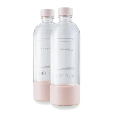 Afbeelding van LunaVida&#039;s herbruikbare flessen 2stuks 1 liter fles Compatibel met bruiswatertoestel van Lunavida Roze