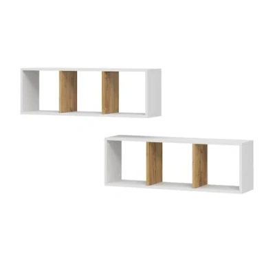 Afbeelding van Vicco TomyWandplank 90 x 30 cm Set van 2 Eik wit/goud