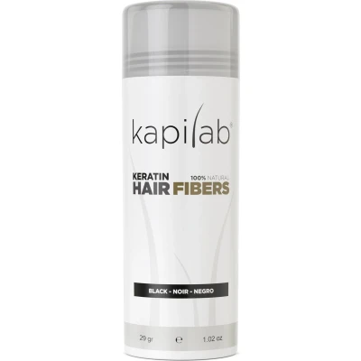 Afbeelding van Kapilab Hair Fibers Zwart Keratine haarvezels verbergen haaruitval Direct voller haar 100% natuurlijk 29 gram