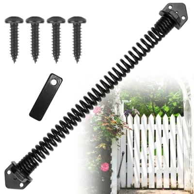 Afbeelding van Omheiningspoort veer 35 cm zelfsluitende poort lente hardware verstelbare metalen tuinpoort sluiter voor houten veersluiting en vinyl hek deurpoort