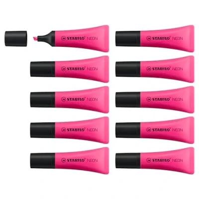 Afbeelding van Tekstmarkeerstift STABILO NEON 10 stuks magenta