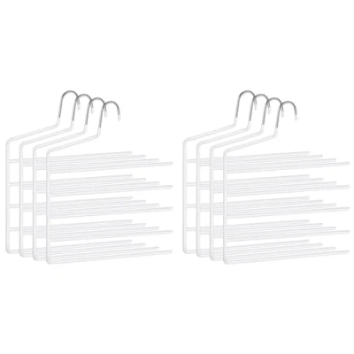 Afbeelding van SONGMICS Set van 8 broekhangers, meervoudige kleerhangers, open uiteinde, antislip, voor 5 broeken, jeans, handdoeken, sjaals, wit, CRI034W08
