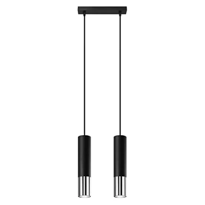 Afbeelding van SOLLUX lighting Loopez 2 plafondlamp spots, cilindrische lampenkap + combinatie van metalen, GU10 lamp vervangbaar, x 40 W, staal, zwart