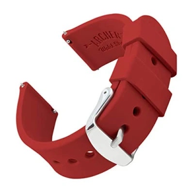 Afbeelding van Archer Watch Straps Vervangende Quick Release Horlogebanden van Zacht Siliconen Rubber voor Dames en Heren (Venitiaans Rood, 24mm)