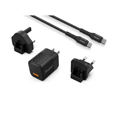 Afbeelding van Energizer A38QMUC Multi Plug Reisstekker QC3 18W Quick Oplader (US, UK, EU) Met USB C Kabel