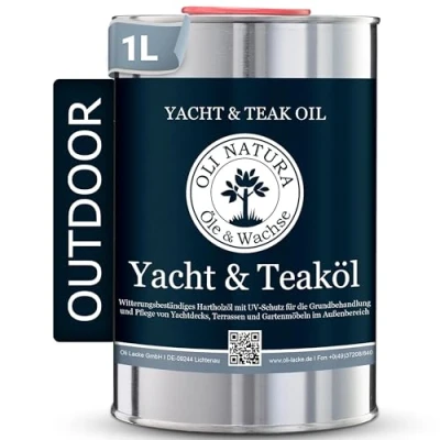 Afbeelding van OLI NATURA jacht &amp; teakolie 1 liter Premium UV beschermende, diepwerkende houtolie voor buitengebruik, kleur: teak