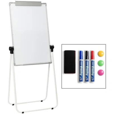Afbeelding van DOEWORKS 90x60cm Magnetisch Whiteboard U Stand/Flipchart Ezel, Dubbele Kanten Stand Wit Board In hoogte verstelbaar en Opvouwbaar Witte standaard