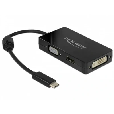 Afbeelding van Premium USB C naar HDMI, DVI en VGA adapter met DP Alt Mode / zwart 0,15 meter