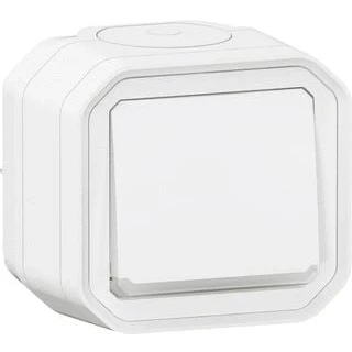 Afbeelding van Legrand plexo drukknop 250v 10a verlicht compleet opbouw ip55 ik08 wit 069762l