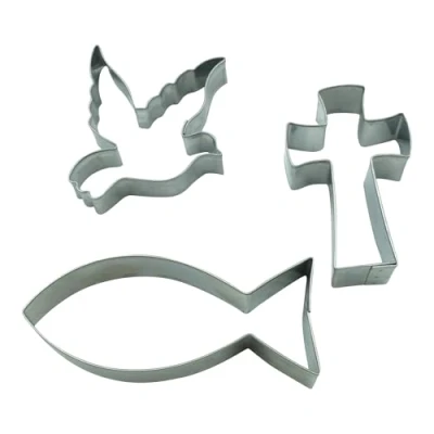 Afbeelding van BekkiB Set van 3 uitsteekvormen &quot;Christendom&quot; koekjesvormen voor religieuze gelegenheden vaatwasmachinebestendige roestvrij staal perfect koekjes en taartdecoratie ​