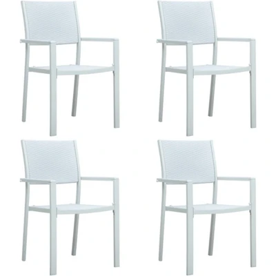 Afbeelding van Tuinstoel 4 st rattan look kunststof wit