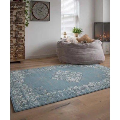 Afbeelding van Vintage Vloerkleed Antiq Joy De Vivre Blauw 200x290 Cm