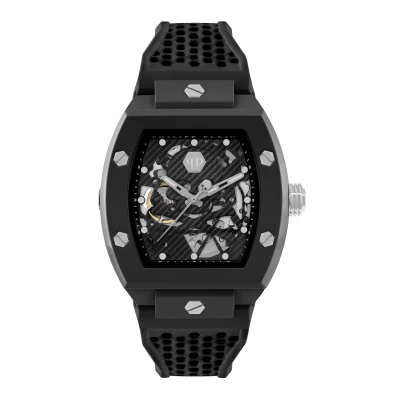 Afbeelding van Philipp Plein The Skeleton Ecoceramic PWVBA0423 Horloge Siliconen Zwart Ø 44 mm