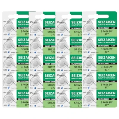 Afbeelding van Seizaiken Seiko 377 SR626SW horloge batterijen, zilveroxide, 1,55 V, 0% Hg, 20 stuks