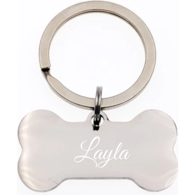 Afbeelding van Sleutelhanger Hondenbot Met Naam Gravering Layla