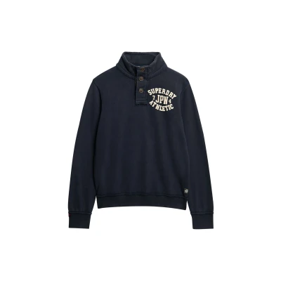Afbeelding van Vintage Athletic Sweatshirt met Halve Knoopsluiting Blauw Grootte: S