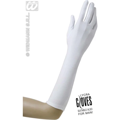 Afbeelding van Widmann Handschoenen Lycra 37 Centimeter Wit / Beige Carnavalskleding Verkleedkleding