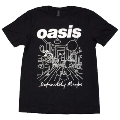 Afbeelding van Oasis Definitely Maybe Line Drawing Heren T shirt XL Zwart