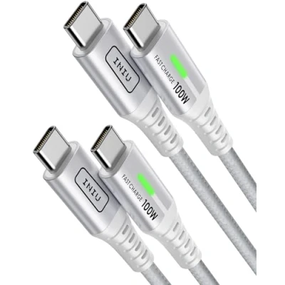 Afbeelding van INIU USB C kabel, [2 m + 2 m] 100 W 5 A PD QC4 kabel naar snel opladen, oplader type voor gegevens van gevlochten nylon MacBook iPad Pro Air iPhone 15 Samsung Galaxy S21 S23 S24