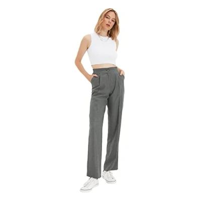 Afbeelding van Trendyol Claret Red Straight/Straight Cut Geweven Stoffen Broek Twoaw22Pl0321