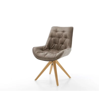 Afbeelding van Draaistoel Taimi Flex houten frame hoekig taupe vintage 180 draaibaar