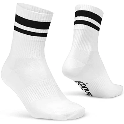 Afbeelding van GripGrab Original Stripes Crew Zomer Fietssokken Gestreepte Retro Wielersport Sokken Coolmax Unisex Wit Maat XS (35 38)