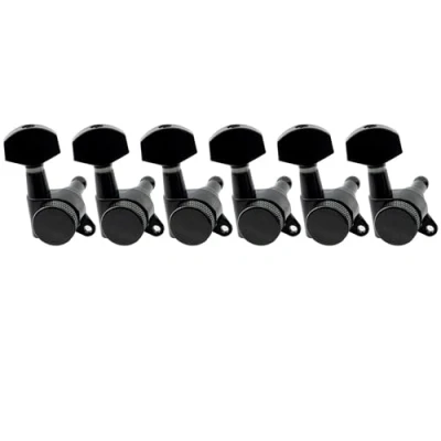 Afbeelding van Musiclily Pro 6 in Lijn Gitaar Locking Tuners Stemmechanieken Tuning Pegs Keys Machine Heads Set voor Fender Strat Tele Elektrische Gitaar, Zwart