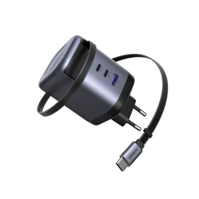 Afbeelding van UGREEN Nexode 100W USB C Charger met intrekbare kabel, 4 poorts GaN lader retractable oplader oplaadkabel voor laptop, compatibel MacBook Pro/Air, Galaxy S A serie, iPhone 16 8 iPads