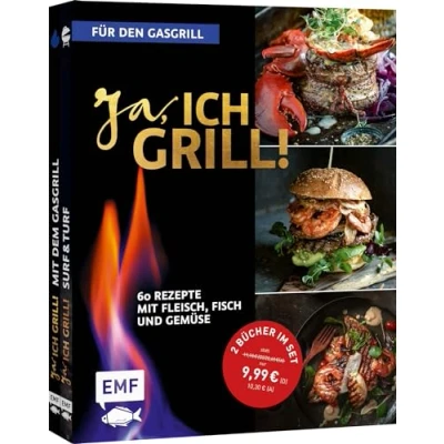Afbeelding van Ja, ich grill! Für den Gasgrill: Doppelt gut 2 Bücher im Set: 60 Rezepte mit Fleisch, Fisch und Gemüse allen Grundlagen zum Grillen