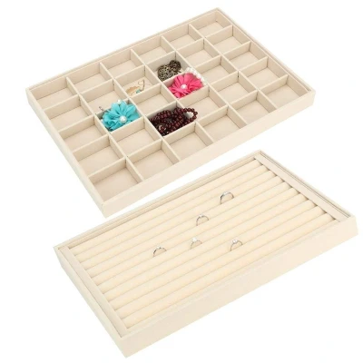 Afbeelding van Sieradendoos Opbergdoos voor Sieraden Ringen Oorbellen Kettingen Organizer Ring Ketting Display Box Dienblad Fluwelen opslag (bandeja de anillo)
