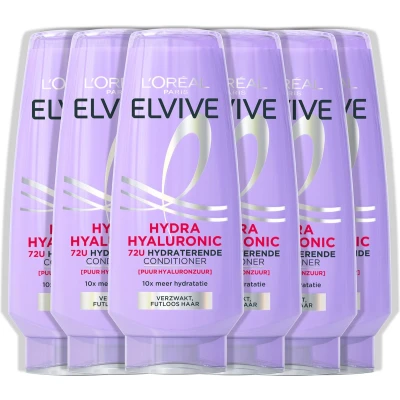 Afbeelding van L&#039;Oréal Paris Elvive Hydra Hyaluronic Conditioner Voor verzwakt, futloos haar 10x meer hydratatie 6x200 ml