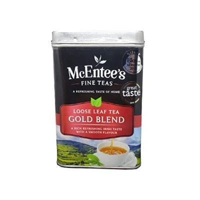 Afbeelding van McEntee&#039;s Irish Loose Leaf Gold Blend Tea 500 g blik vakkundig gemengd in Ierland om die perfecte kop thee te geven.