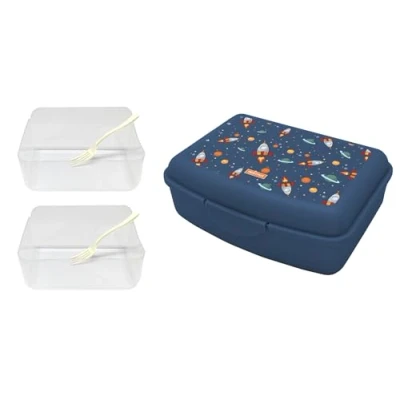 Afbeelding van NERTHUS FIH 1294 Lunchbox voor kinderen, ruimtebesparend, licht en gemakkelijk te reinigen, met 2 scheidingswanden vork