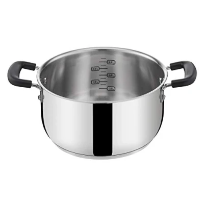 Afbeelding van Lagostina Praktische braadpan van staal 18/10 met dubbele siliconen handgrepen, pan voor inductie, gas en oven tot 210, 18 cm