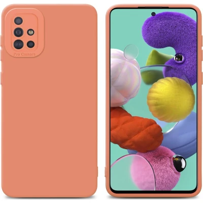Afbeelding van Cadorabo Hoesje geschikt voor Samsung Galaxy A51 4G / M40s in Fluid LICHT ORANJE Beschermhoes gemaakt van flexibel TPU silicone Cover Case