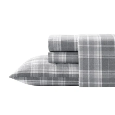 Afbeelding van Laura Ashley Home Queen lakens, katoenen flanellen beddengoed set, geborsteld voor extra zachtheid en comfort (Mulholland Plaid Grey, Queen)