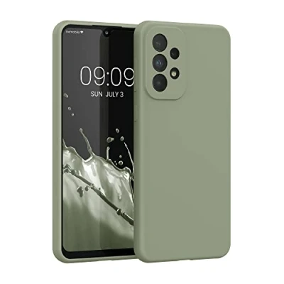 Afbeelding van kwmobile telefoonhoesje geschikt voor Samsung Galaxy A33 5G Hoesje met siliconen coating Smartphone case in grijsgroen