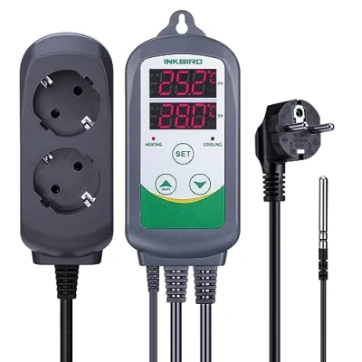 Afbeelding van Inkbird Digitale Temperatuurregelaar, ITC 308 Thermostaat met NTC Sonde Verwarming Koeling, voor Broeikas, Reptielen, Thuisbrouwen