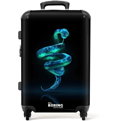 Afbeelding van NoBoringSuitcases.com® Kinderkoffer jongen Kindertrolley jongens Digitale slang in spiraalvorm Koffer kind groot Rolkoffer lichtgewicht Reiskoffer met 4 wielen Grote trolley XL 20 kg bagage
