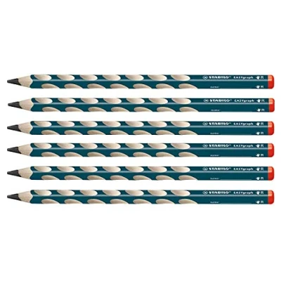 Afbeelding van Stabilo EASYgraph ergonomisch driehoekig potlood voor rechtshandigen in petrol verpakking van 6 stuks hardheid HB