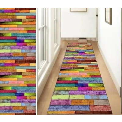 Afbeelding van ZUZEKU Lange loper, antislip, keuken, moderne gang, tapijtmatten, 80 x 220 cm, kleurrijk, keukentapijt, slaapkamer, eetkamer, polyester, per meter aanpasbaar
