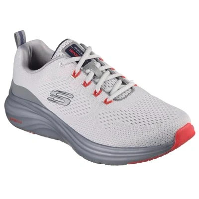 Afbeelding van Skechers Vapor Foam Sneakers voor heren, grijs mesh/synthetisch/oranje Trim, 5.5 UK, Grijze Mesh Synthetische Oranje 39 EU