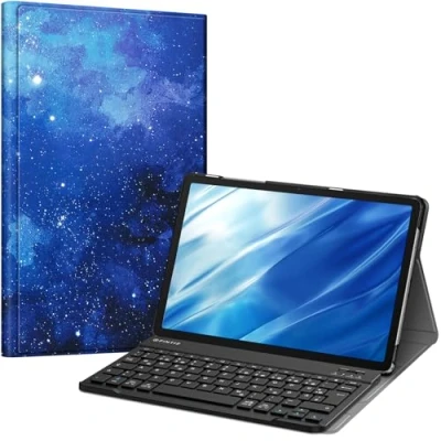 Afbeelding van Fintie toetsenbordhoes voor Samsung Galaxy Tab A9 Plus 11 inch 2023 tablet SM X210/X216/X218, met magnetisch afneembaar Duits bluetooth toetsenbord, sterrenhemel