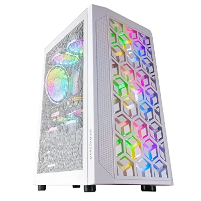 Afbeelding van Mars Gaming MCMESHW Wit, PC Behuizing, Micro ATX, Totaal Mesh Ontwerp, 3xFan FRGB